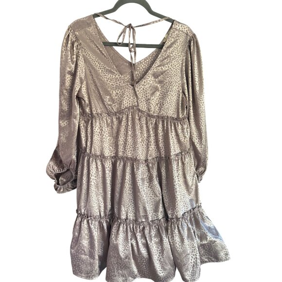 Oddi Leopard Print Tiered Babydoll Dress With Balloon Sleeves - Picture 4 of 11